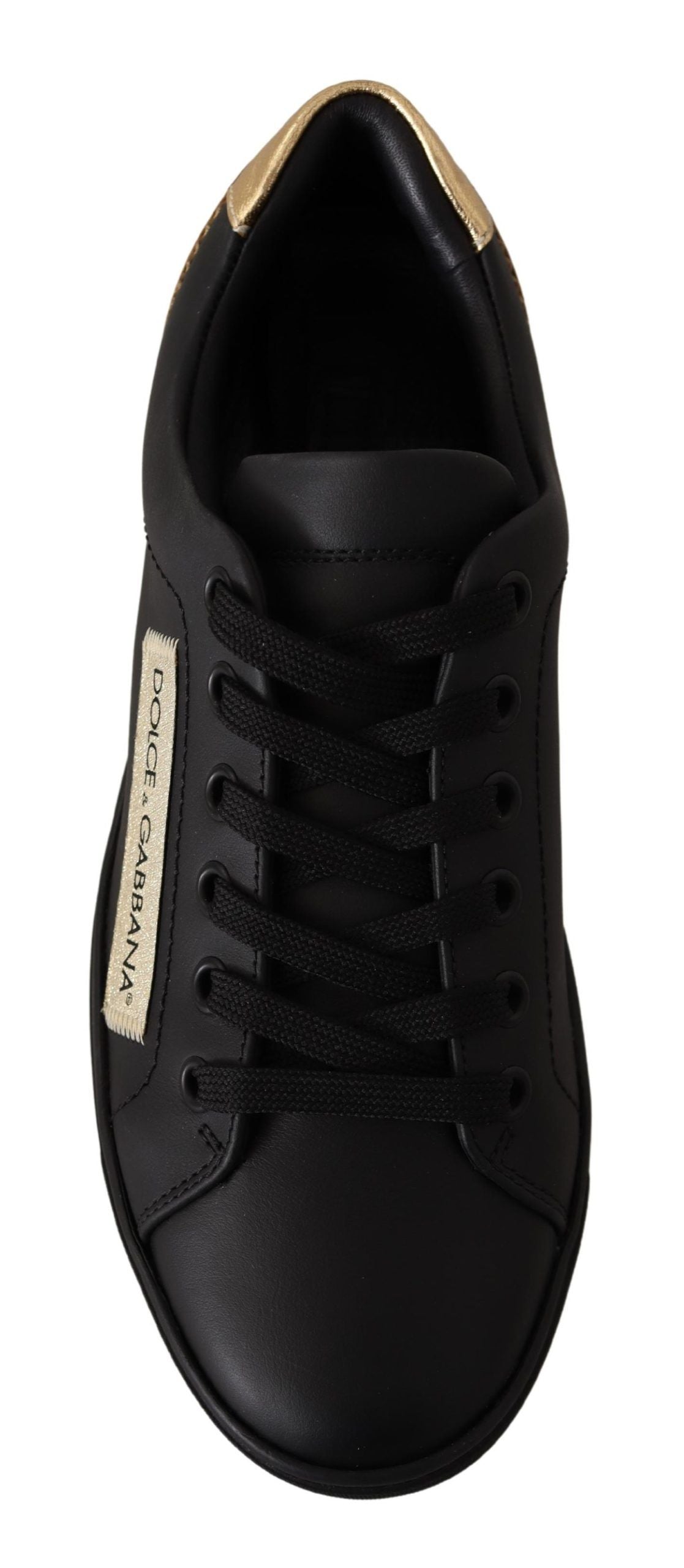 Dolce & Gabbana Chic Black and Gold Low-top Leather Sneakers - EU36/US5.5