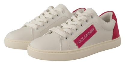 Dolce & Gabbana Elegant White Leather Low-Top Sneakers - EU36/US5.5