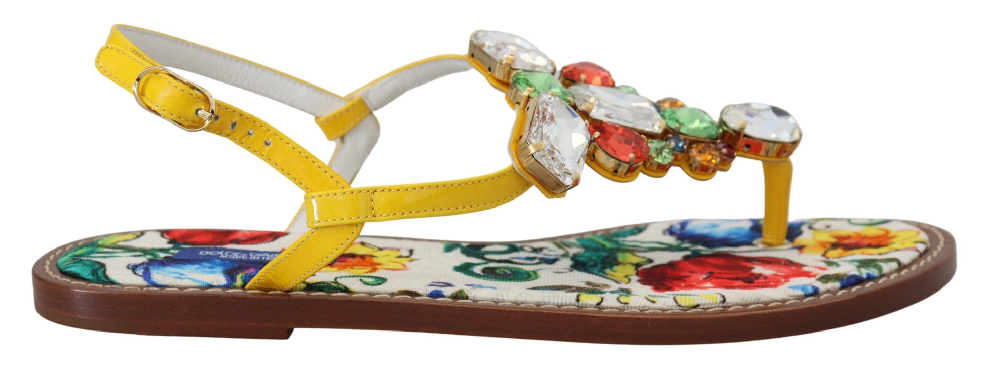 Dolce & Gabbana Majolica Crystal Embellished Leather Sandals - EU35.5/US5