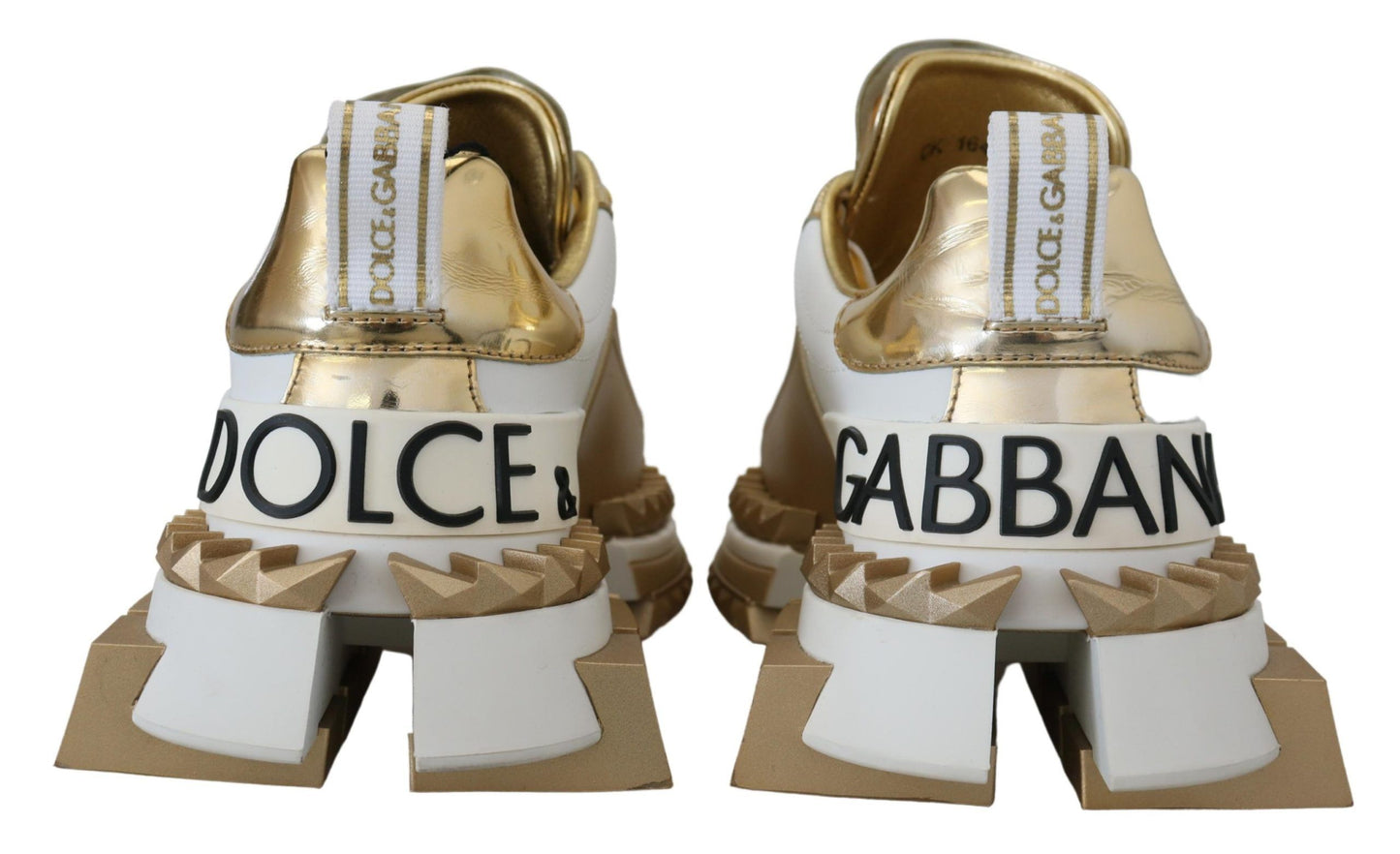 Dolce & Gabbana Elegant White and Gold Leather Sneakers - EU35/US4.5