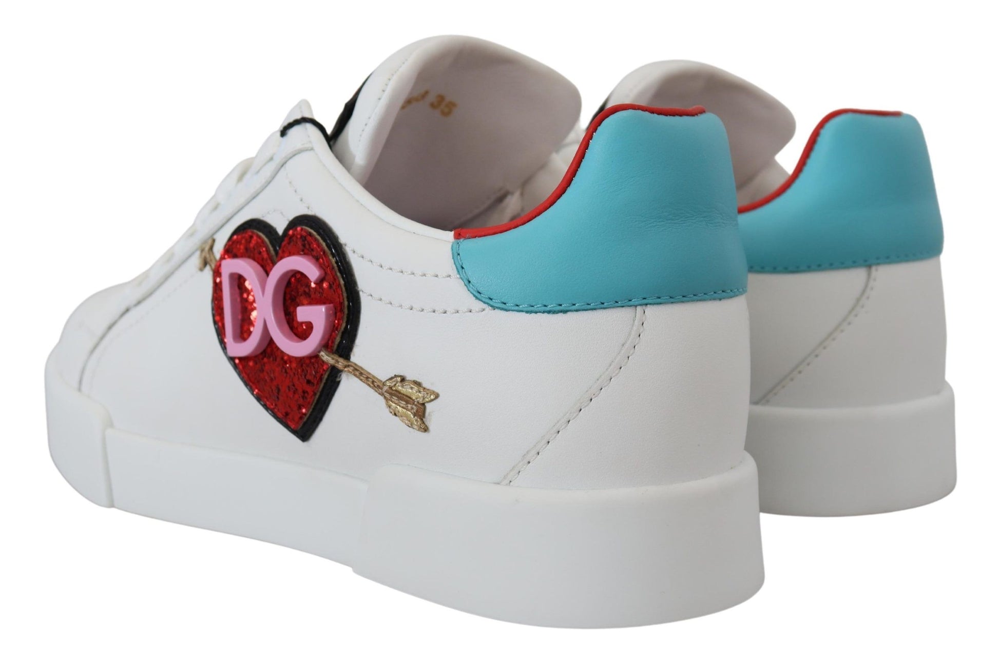 Dolce & Gabbana Elegant White Portofino Leather Sneakers - EU35/US4.5