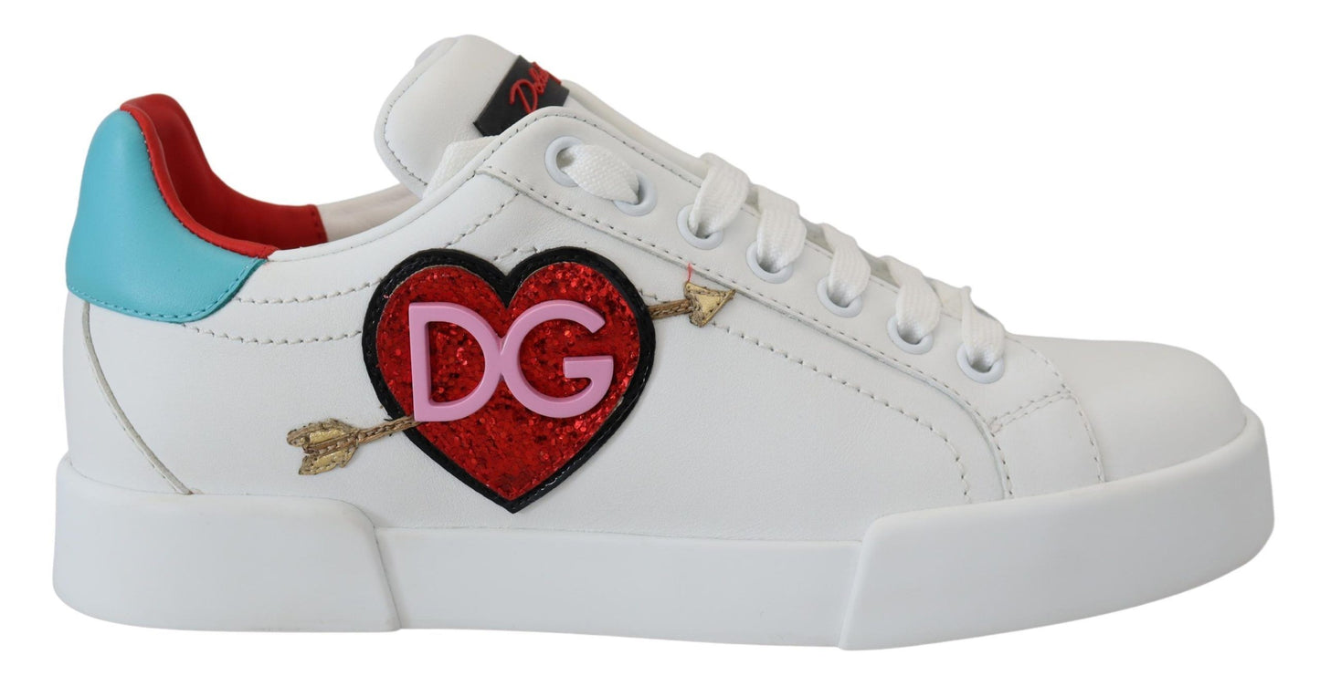 Dolce & Gabbana Elegant White Portofino Leather Sneakers - EU35/US4.5