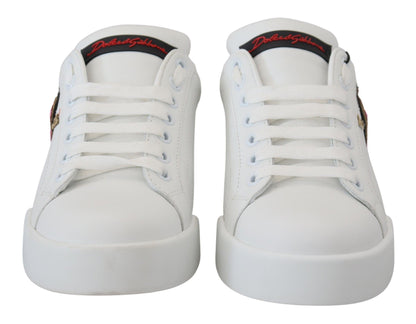 Dolce & Gabbana Elegant White Portofino Leather Sneakers - EU35/US4.5