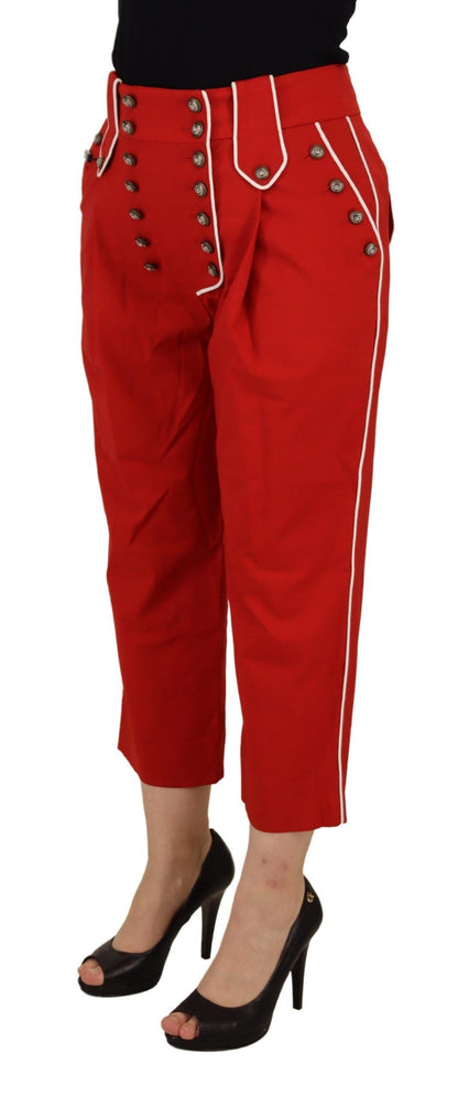 Dolce & Gabbana Elegant Red High-Waist Cropped Pants - IT46|XL