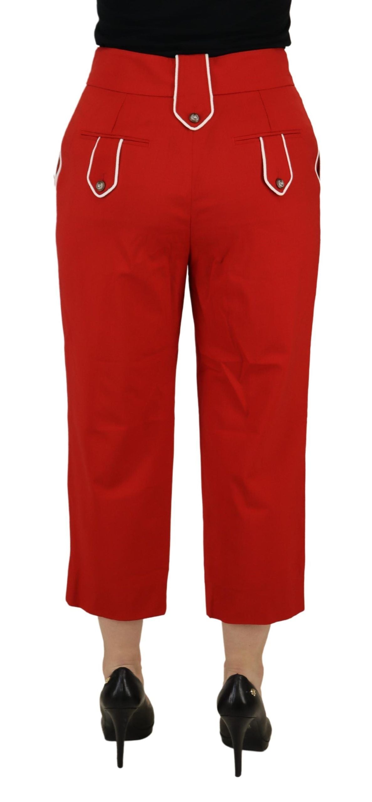 Dolce & Gabbana Elegant Red High-Waist Cropped Pants - IT46|XL