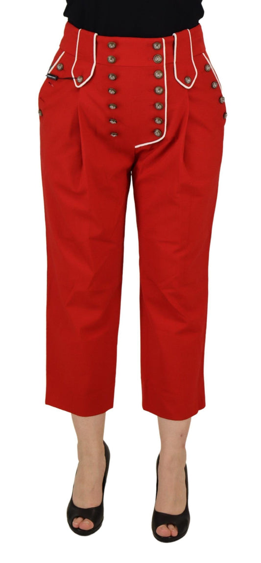 Dolce & Gabbana Elegant Red High-Waist Cropped Pants - IT46|XL