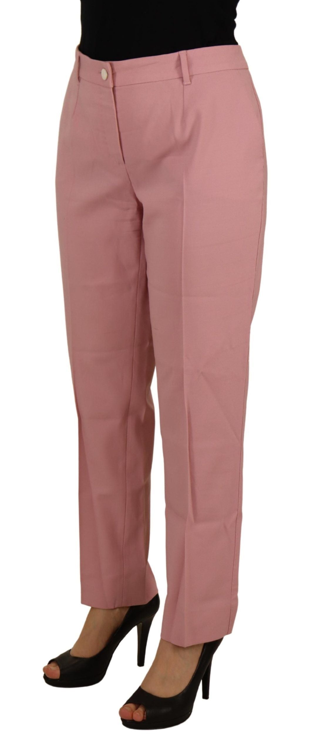 Dolce & Gabbana Chic MidWaist Virgin Wool Pink Pants - IT40|S