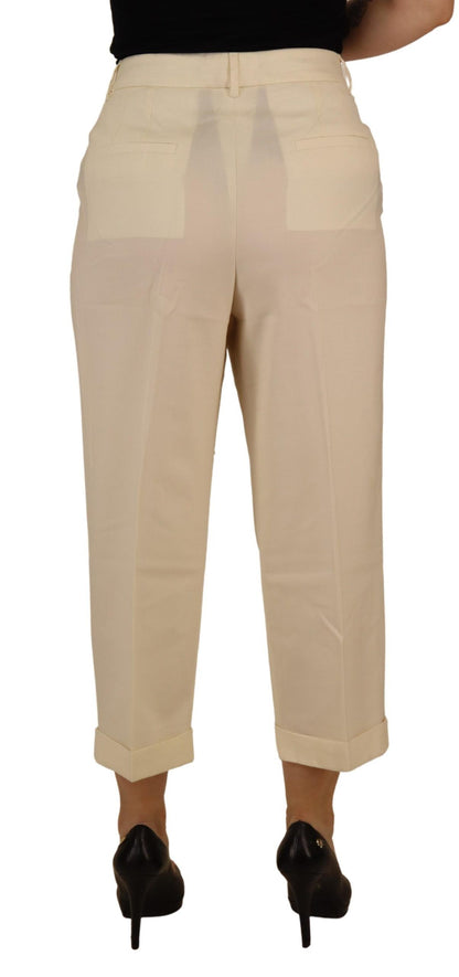 Dolce & Gabbana Elegant Ivory High-Waist Wool Pants - IT50 | XXL