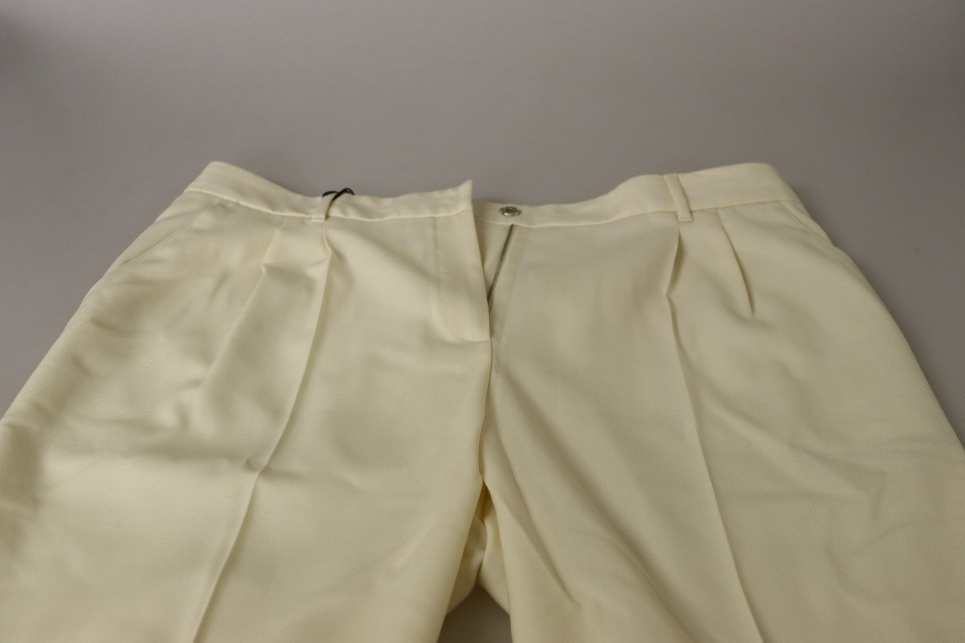 Dolce & Gabbana Elegant Ivory High-Waist Wool Pants - IT50 | XXL