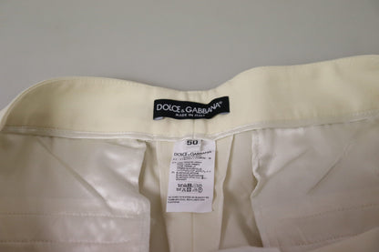 Dolce & Gabbana Elegant Ivory High-Waist Wool Pants - IT50 | XXL