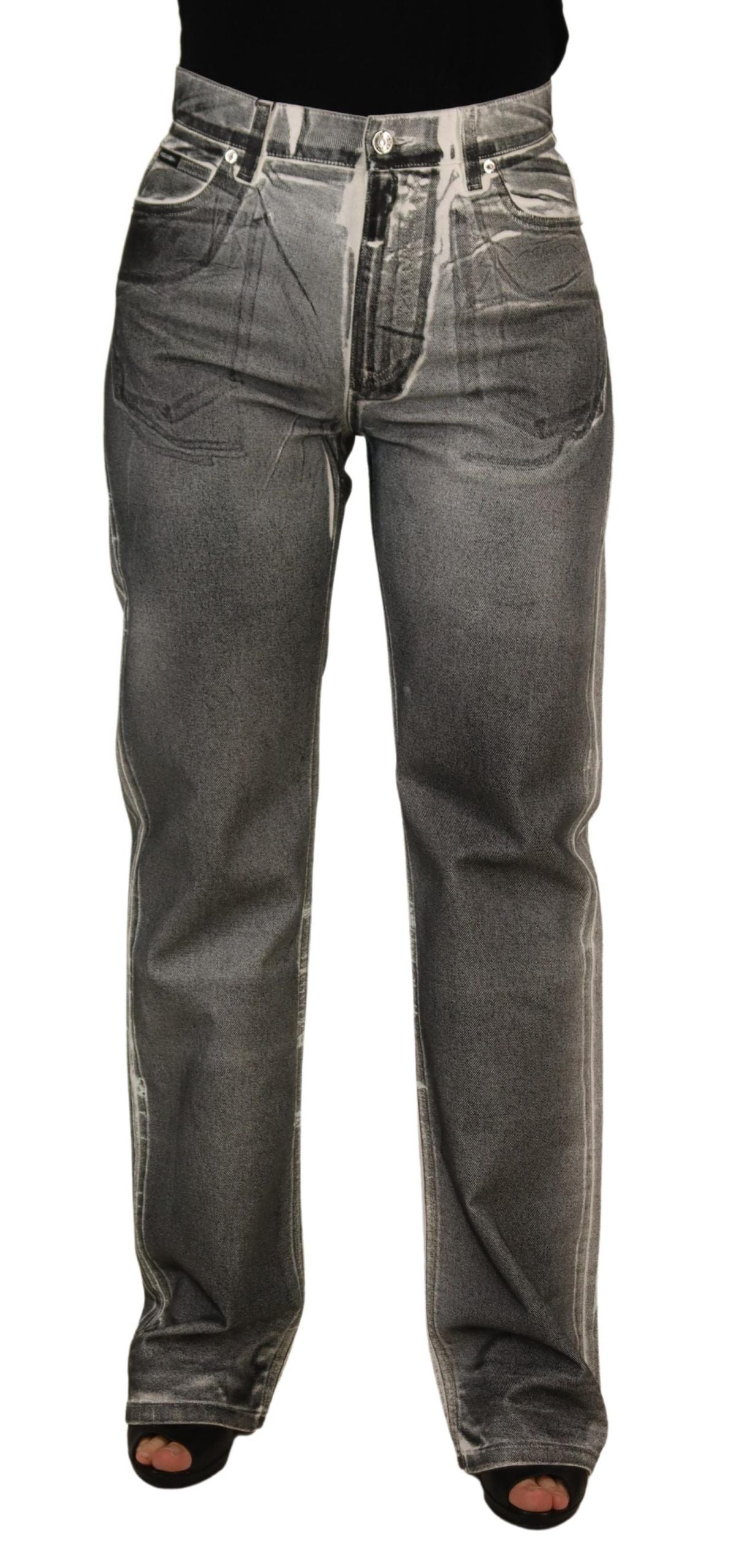 Dolce & Gabbana High Waist Grey Denim Elegance - IT40|S