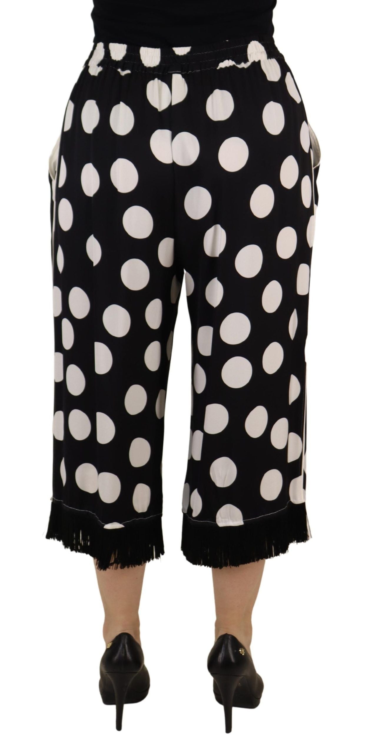 Dolce & Gabbana Polka Dot Silk Mid Waist Pants - IT48 | XL