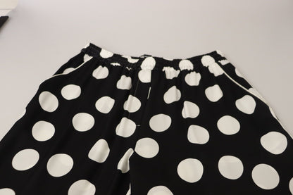 Dolce & Gabbana Polka Dot Silk Mid Waist Pants - IT48 | XL