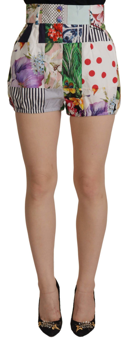 Dolce & Gabbana Patchwork High Waist Designer Shorts - IT40|S