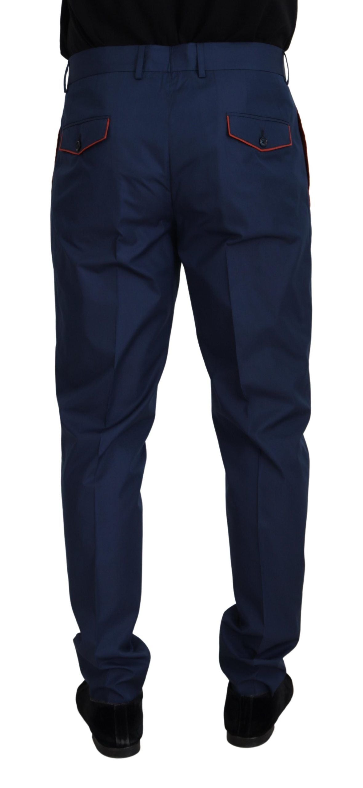 Dolce & Gabbana Elegant Slim Fit Chinos in Blue Silk Blend - IT52 | L