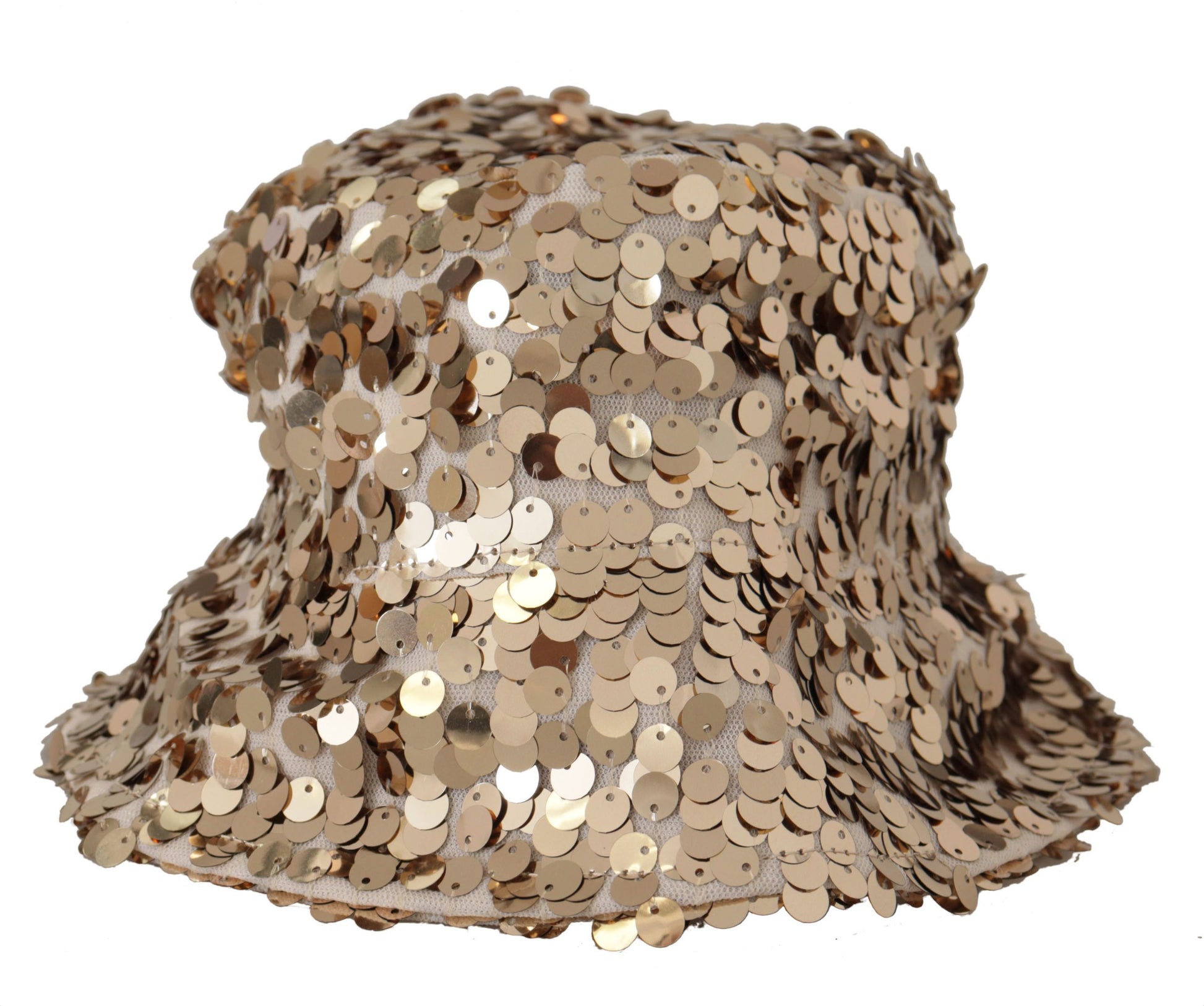 Dolce & Gabbana Elegant Sequined Gold Bucket Hat