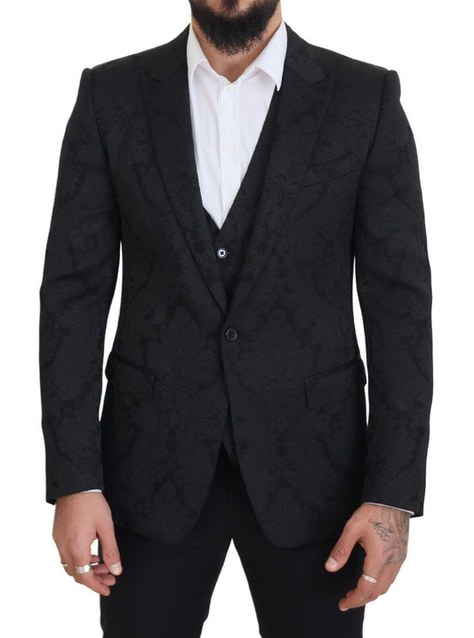 Dolce & Gabbana Elegant Black Martini Suit Jacket & Vest Ensemble - IT50 | L