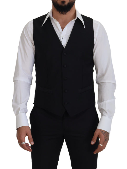 Dolce & Gabbana Elegant Black Single-Breasted Dress Vest