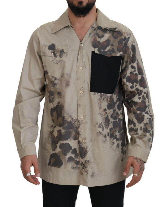 Dolce & Gabbana Beige Cotton Button-Down Casual Shirt - IT40 | M