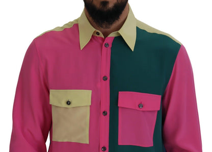 Dolce & Gabbana Elegant Multicolor Silk Button-Down Shirt - IT41 | L