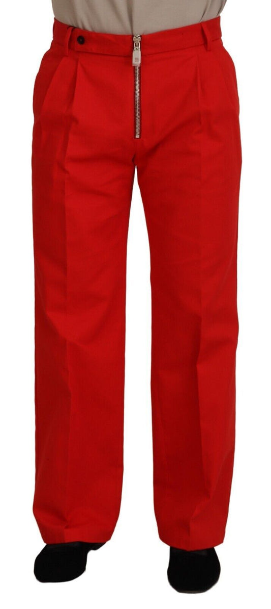 Dolce & Gabbana Stunning Red Mainline Cotton Pants - IT48 | M