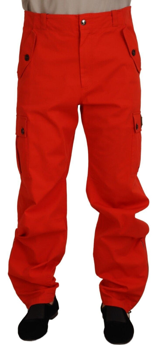 Dolce & Gabbana Elegant Red Cotton Blend Trousers - IT48 | M