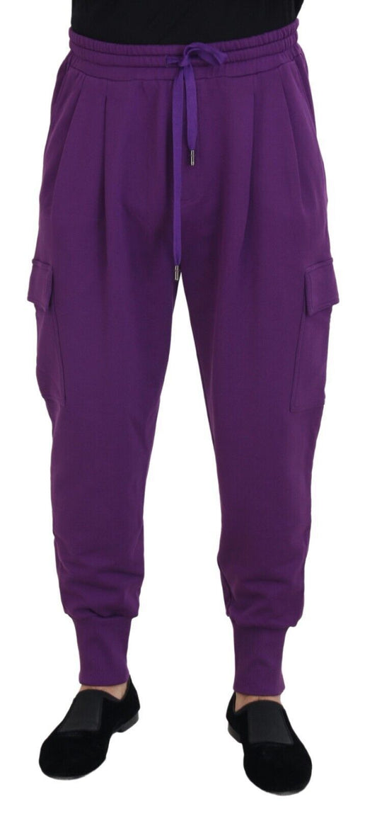 Dolce & Gabbana Elegant Purple Cotton Cargo Sweatpants - IT52 | L