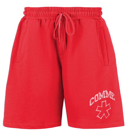 Comme Des Fuckdown Chic Red Cotton Bermuda Shorts with Logo Print - L