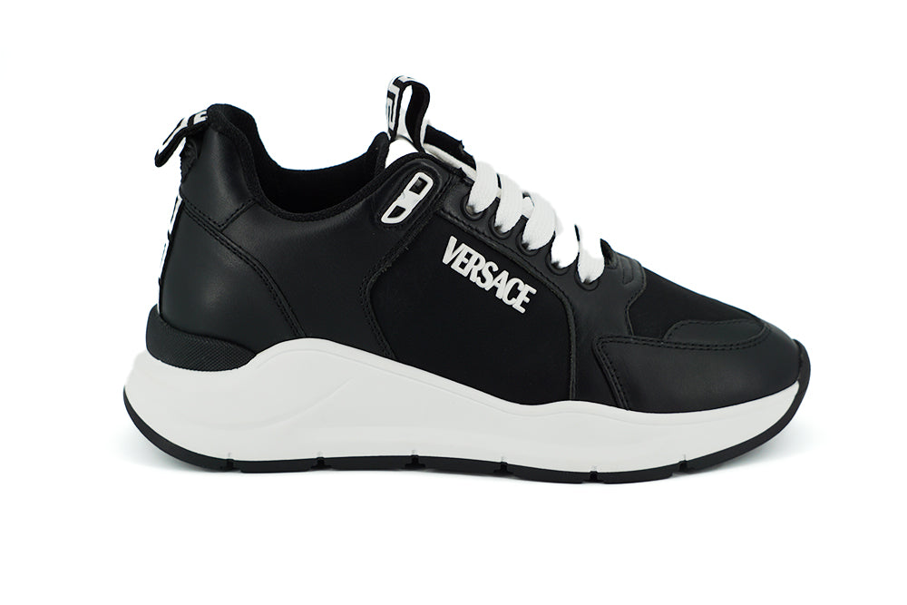 Versace Elegant Monochrome Leather Sneakers - EU36/US6