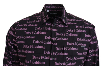 Dolce & Gabbana Elegant Slim Fit Black Dress Shirt - IT39 | S