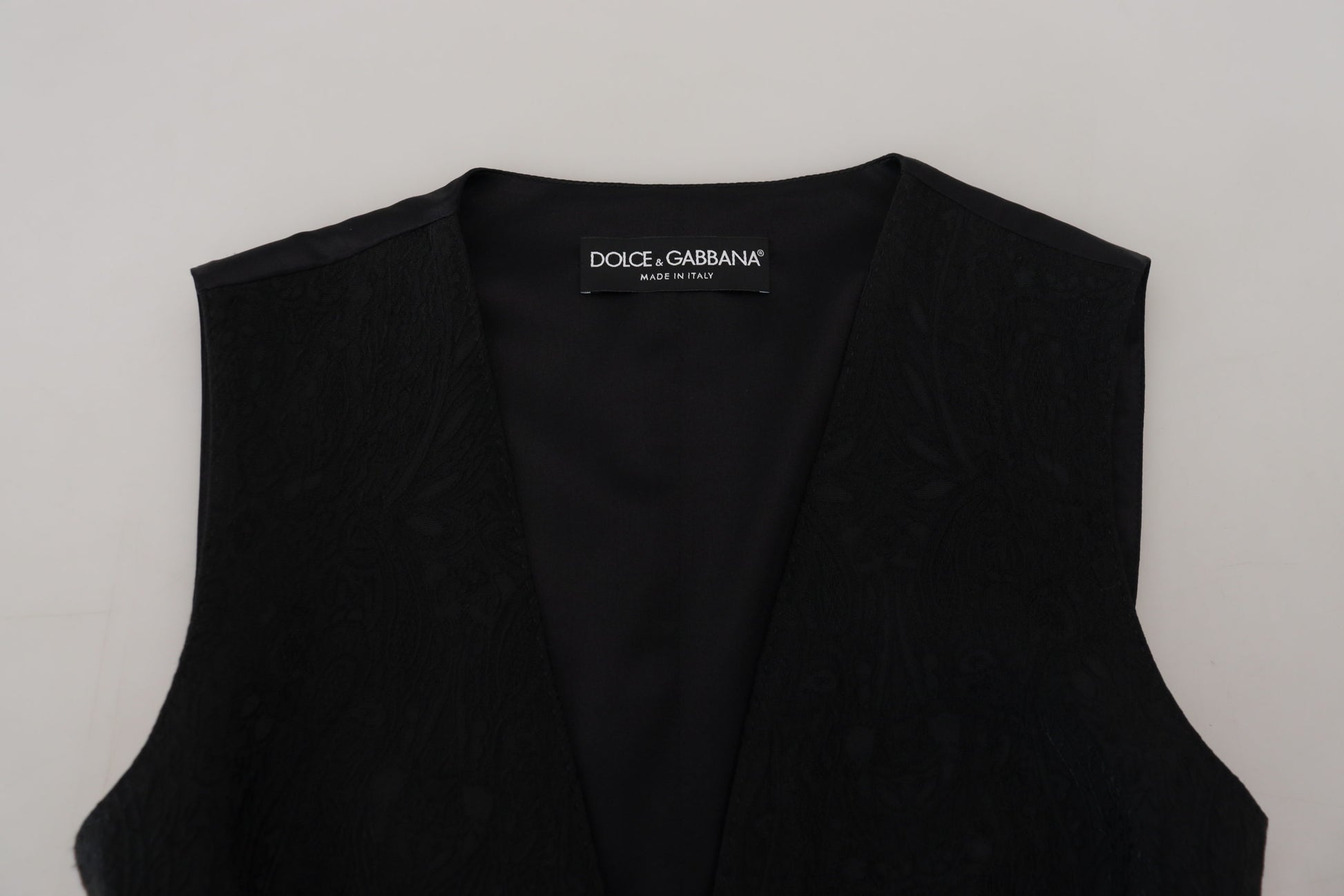 Dolce & Gabbana Elegant Black Silk Blend Waistcoat Vest - IT40|S