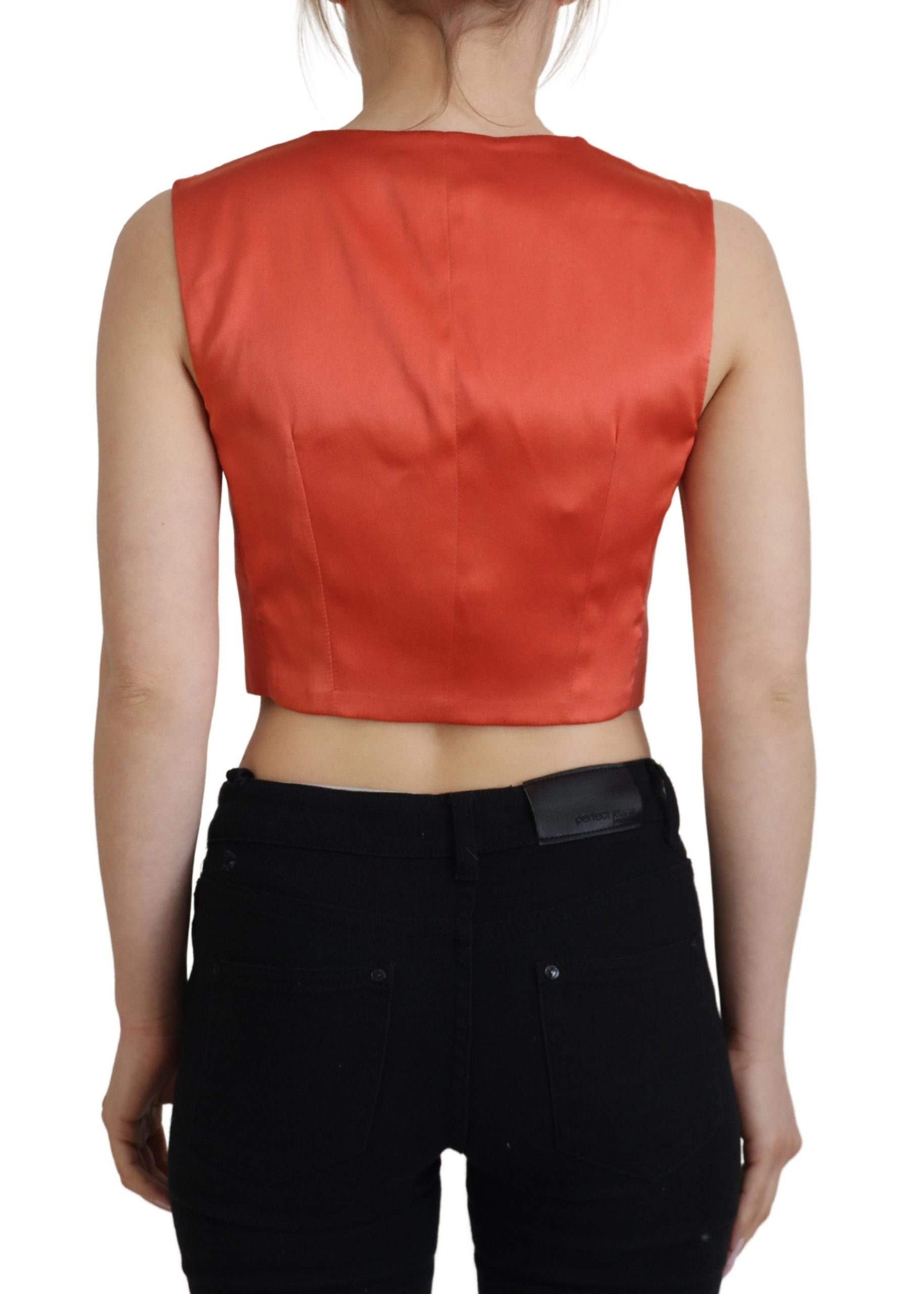 Dolce & Gabbana Elegant Orange Silk Waistcoat - IT40|S