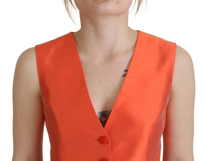 Dolce & Gabbana Elegant Orange Silk Waistcoat - IT40|S