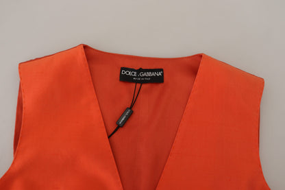 Dolce & Gabbana Elegant Orange Silk Waistcoat - IT40|S