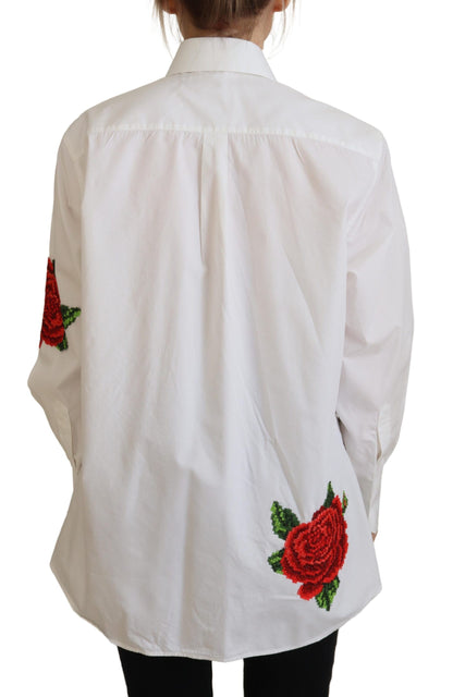 Dolce & Gabbana Elegant Floral Embroidered Silk Blend Shirt - IT36|XXS