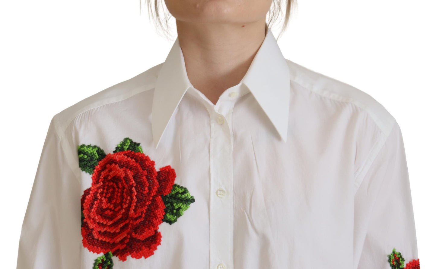 Dolce & Gabbana Elegant Floral Embroidered Silk Blend Shirt - IT36|XXS