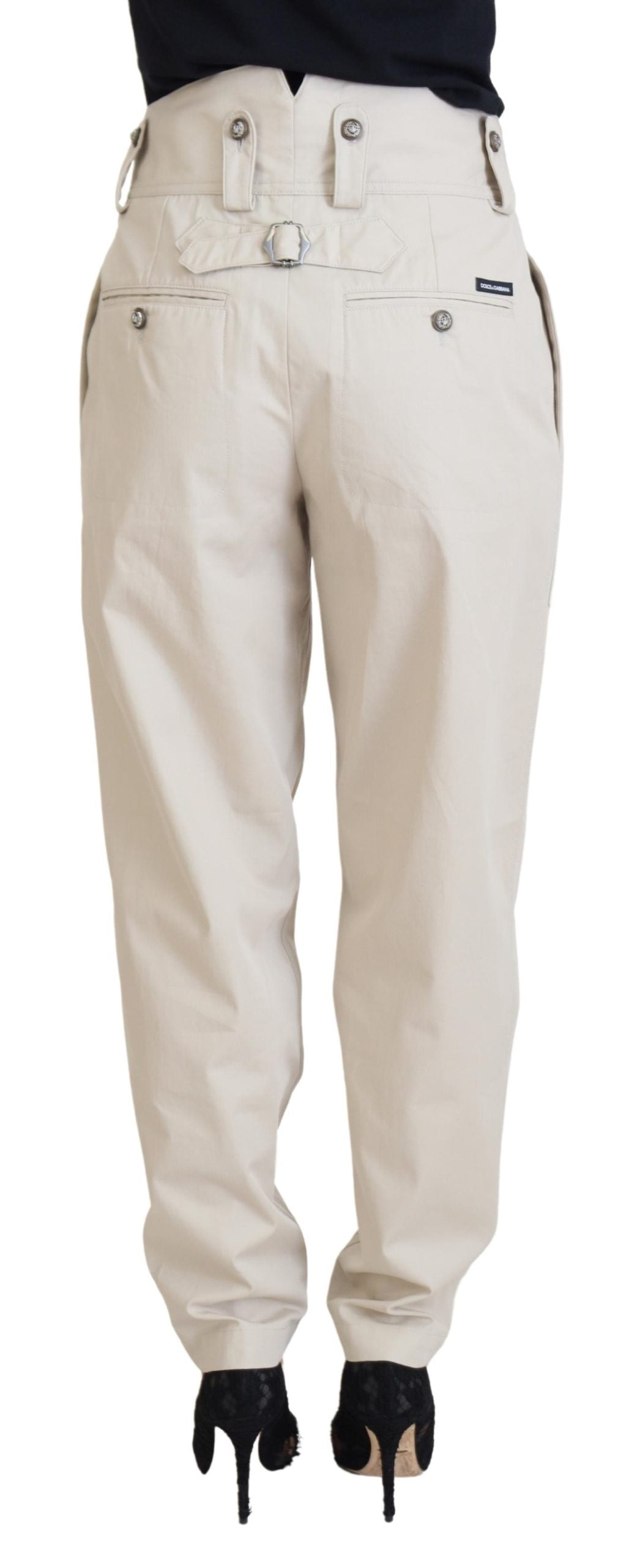 Dolce & Gabbana Chic Beige Cotton Trousers for Elegant Comfort - IT36|XXS