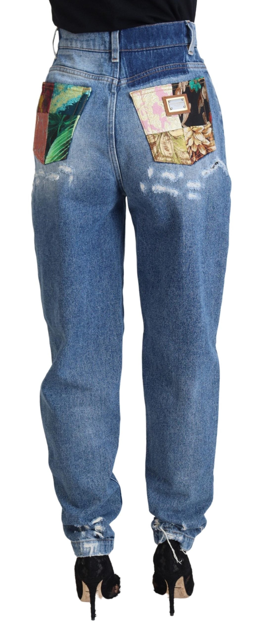 Dolce & Gabbana Chic Tattered Denim Pants - Indigo Essence - IT36|XXS