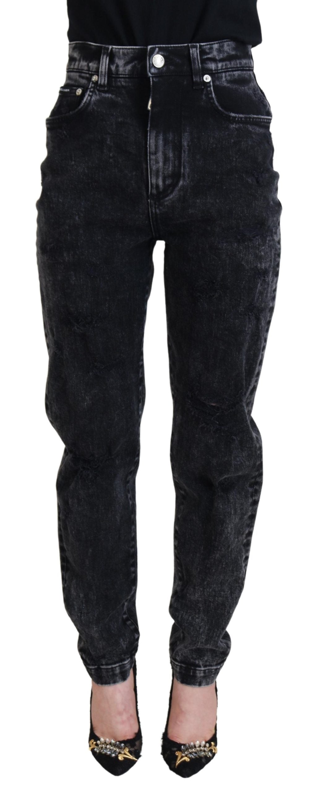 Dolce & Gabbana Elegant Black Denim Pants - IT40|S