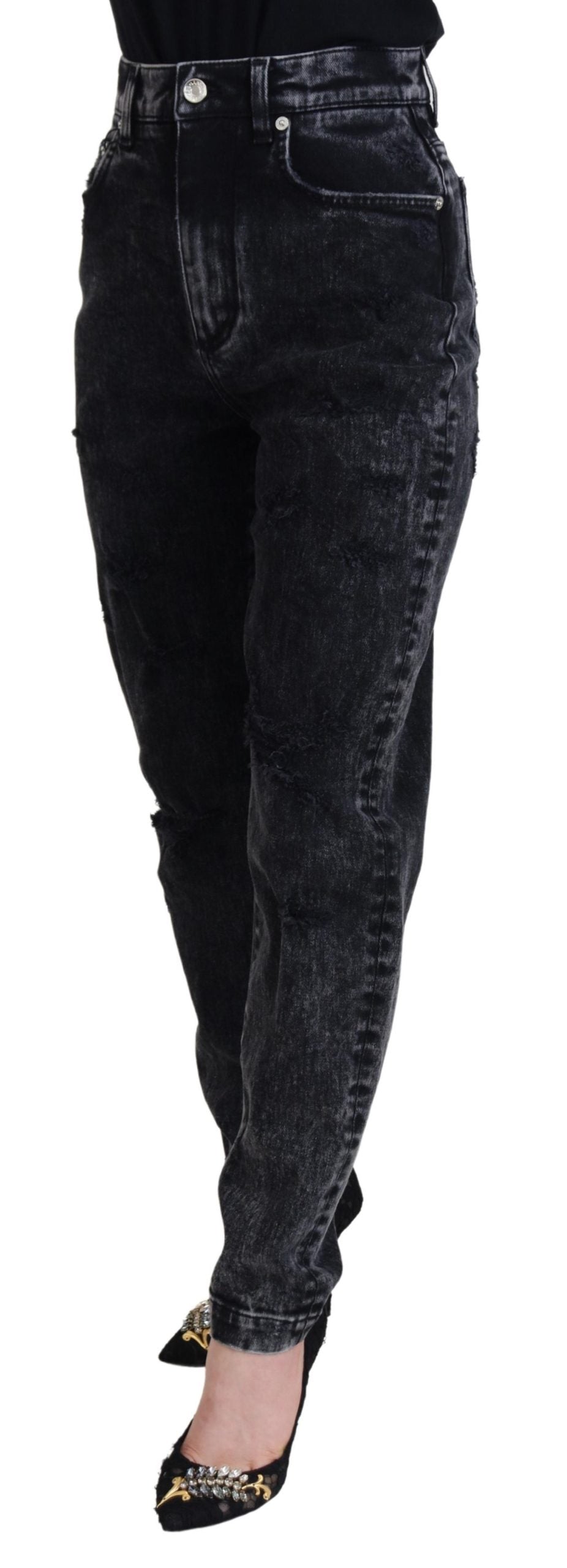 Dolce & Gabbana Elegant Black Denim Pants - IT40|S