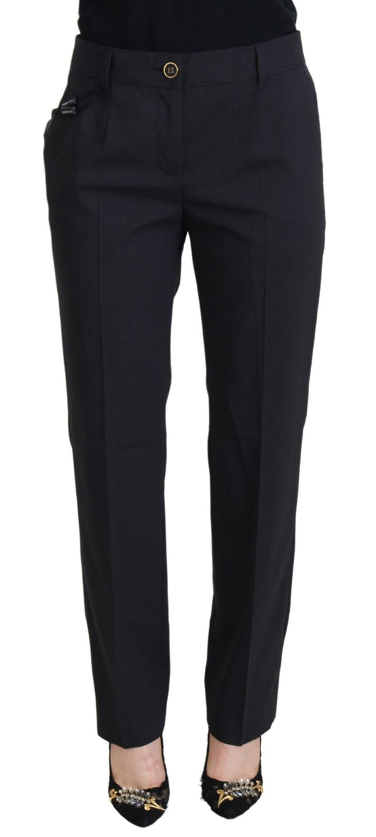 Dolce & Gabbana Chic Grey Wool Blend Pants for Elevated Style - IT40|S