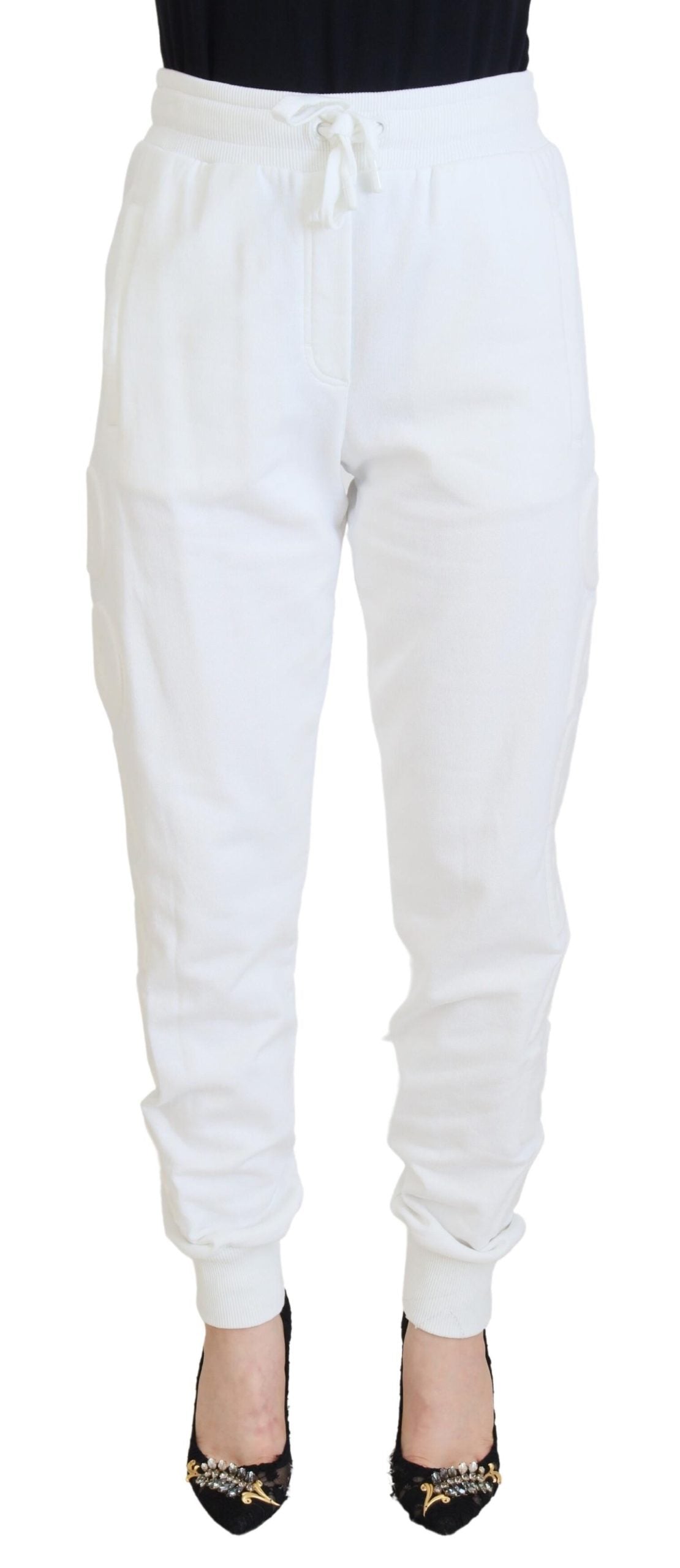 Dolce & Gabbana Elegant White Cotton Trousers - IT40|S