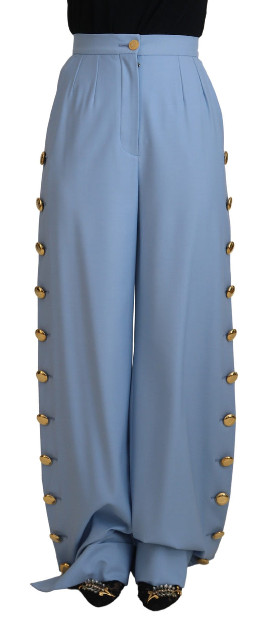 Dolce & Gabbana Elegant Light Blue Wool-Silk Blend Pants - IT40|S