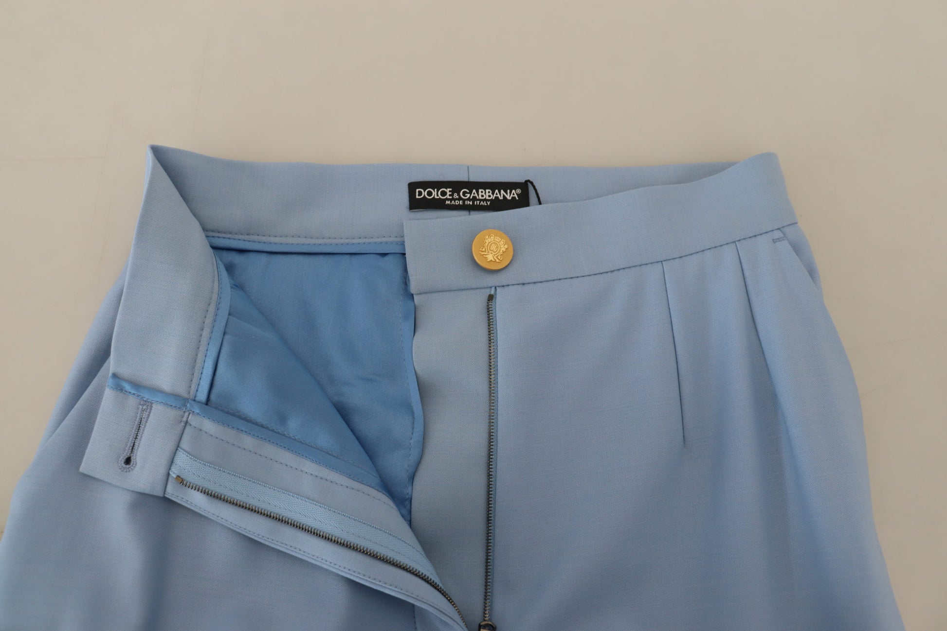 Dolce & Gabbana Elegant Light Blue Wool-Silk Blend Pants - IT40|S