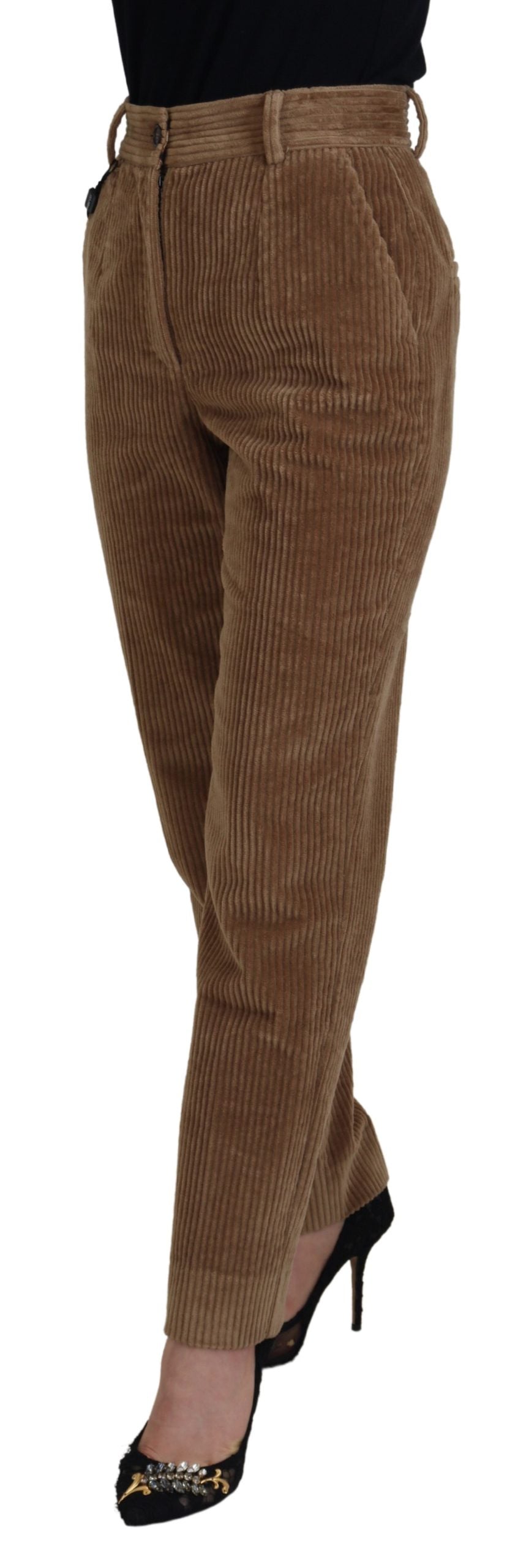 Dolce & Gabbana Elegant Brown Corduroy Pants for Sophisticated Style - IT38|XS