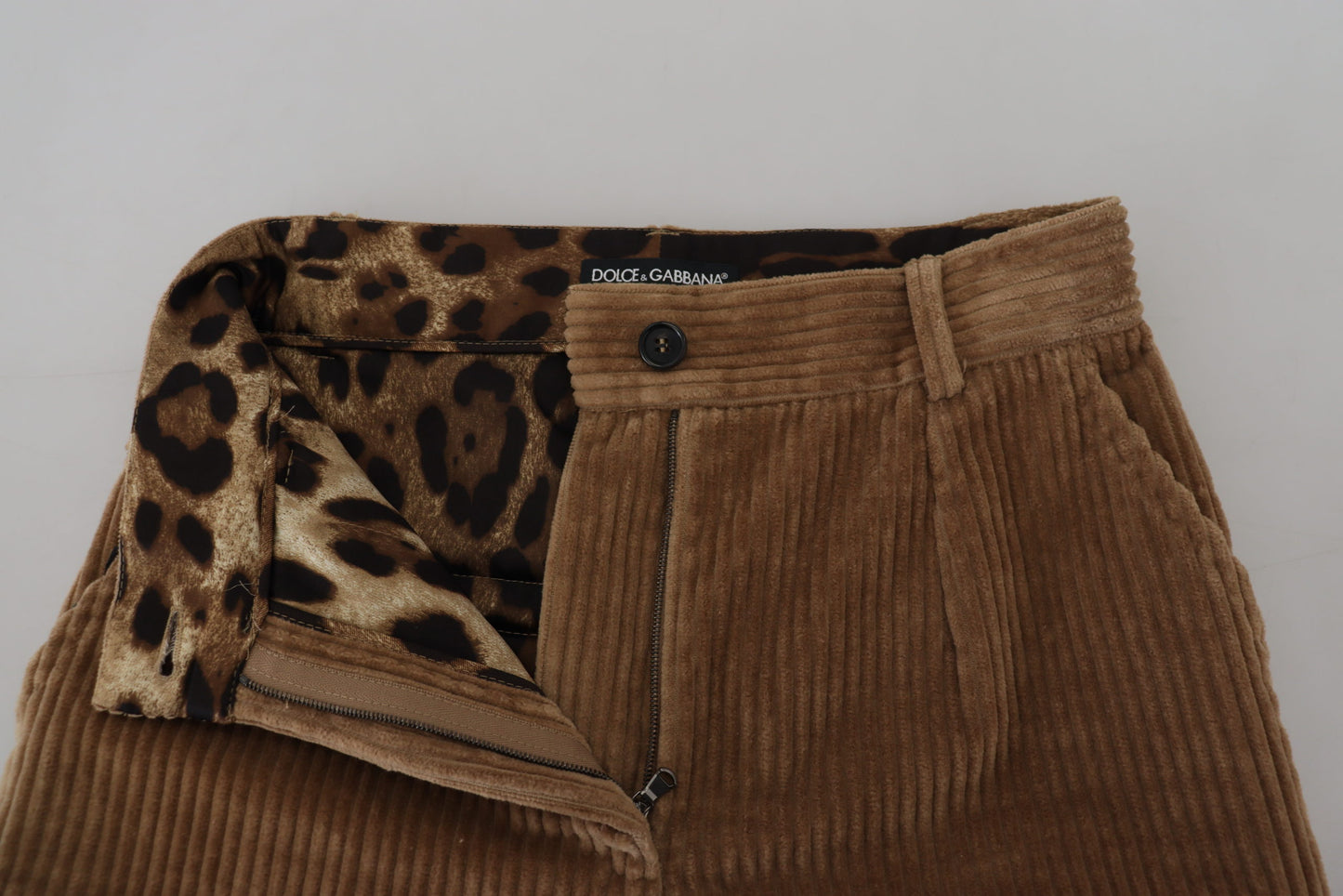 Dolce & Gabbana Elegant Brown Corduroy Pants for Sophisticated Style - IT38|XS