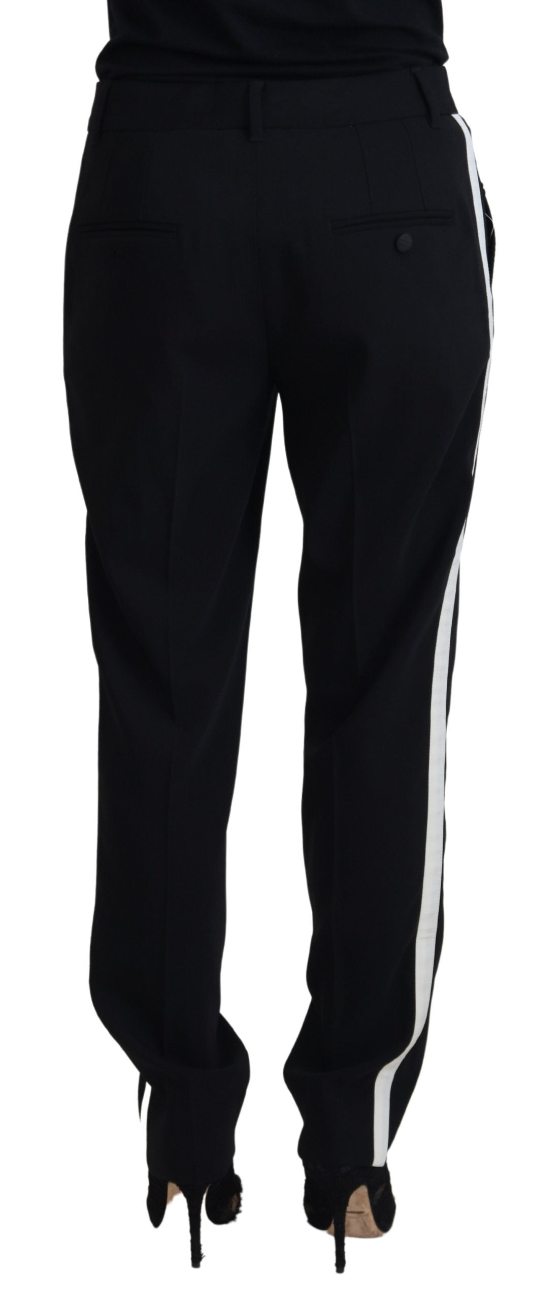 Dolce & Gabbana Elegant Black Wool-Silk Blend Trousers - IT40|S