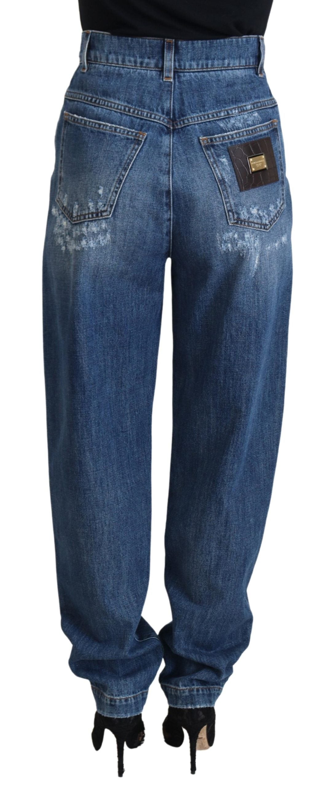 Dolce & Gabbana Elegant Tattered Denim Jeans - IT40|S