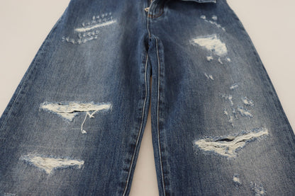 Dolce & Gabbana Elegant Tattered Denim Jeans - IT40|S