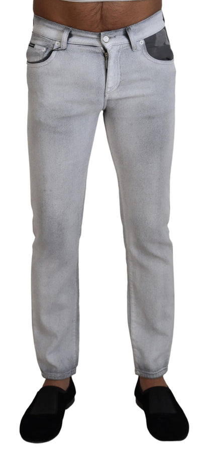 Dolce & Gabbana Elegant Gray Washed Cotton Blend Pants - IT46 | S